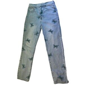 PACSUN Butterfly Dad Jeans Women’s Size 28 High Waisted Straight Y2K Cottagecore